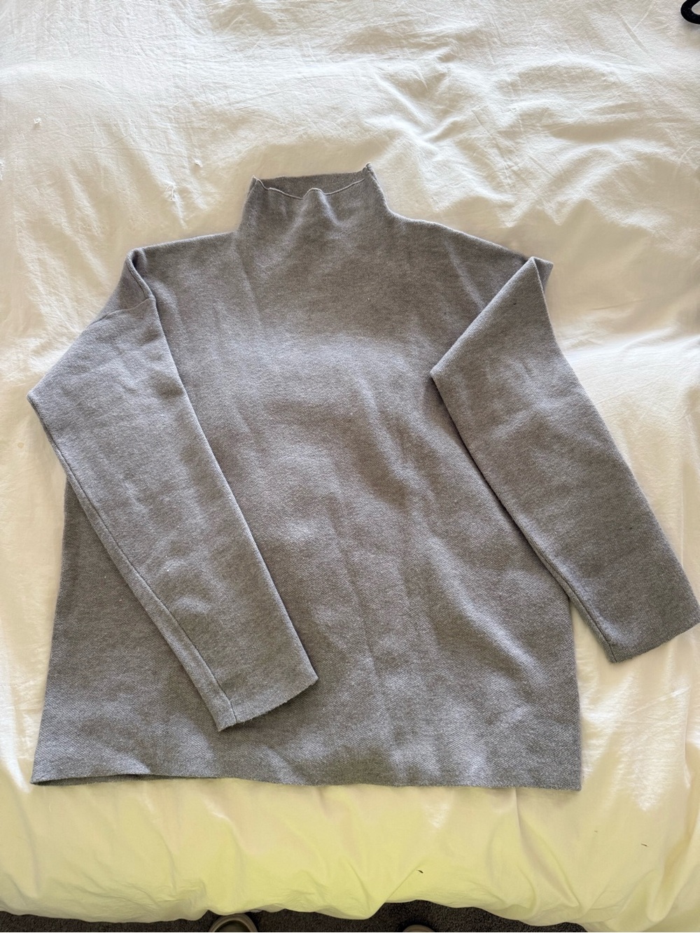 Tahari Heather Gray Mock Neck  Sweater